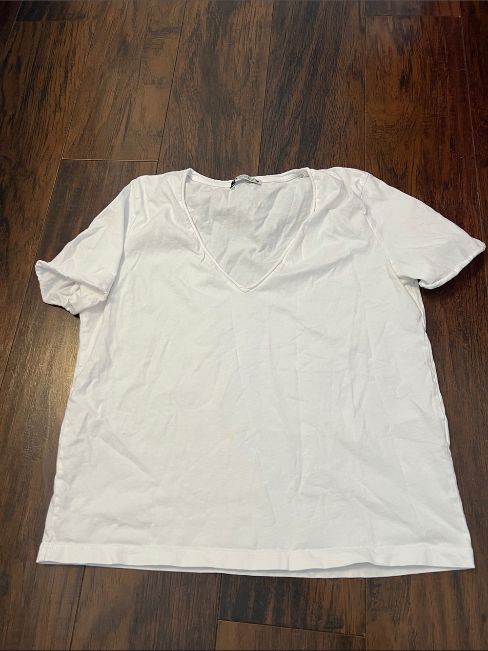 Women's White V-Neck Short Sleeve Tee by Zara
